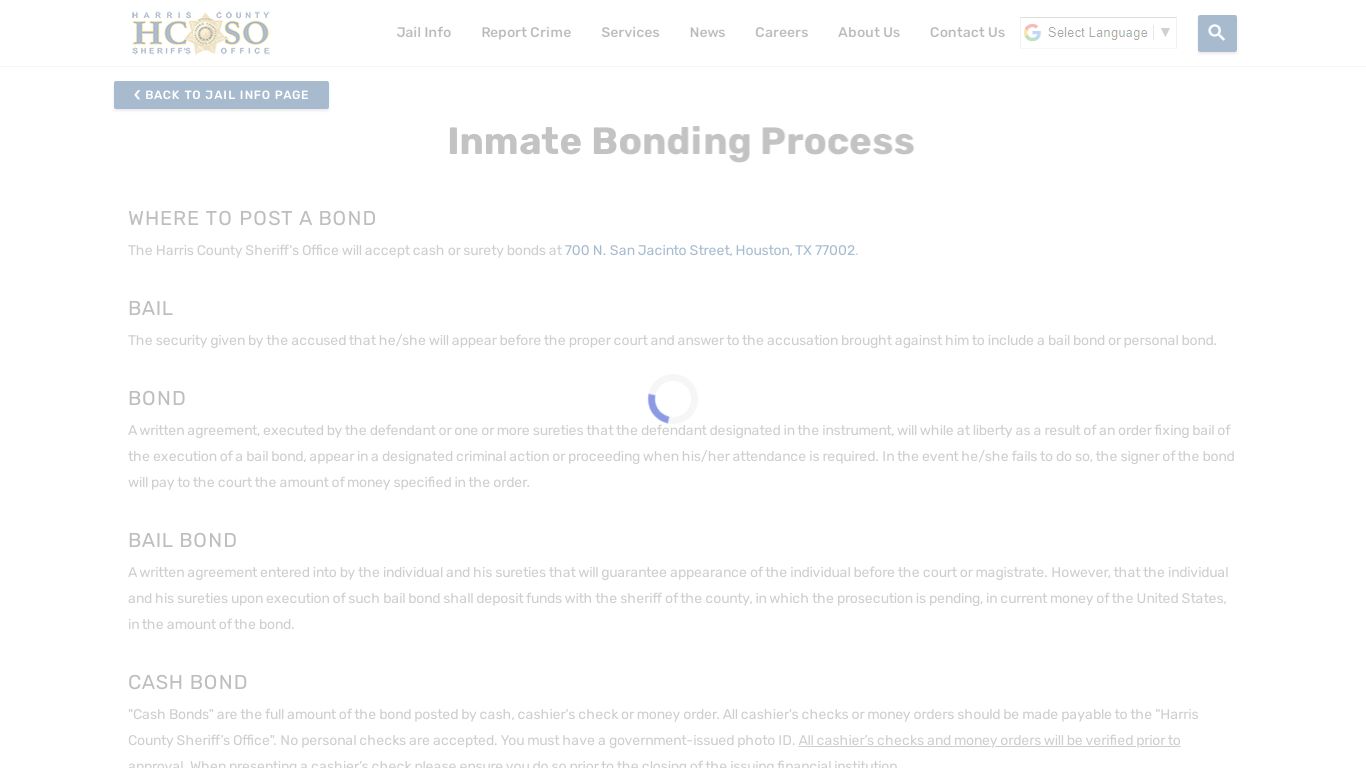 Inmate Bonding Process - Harris County Sheriff's Office